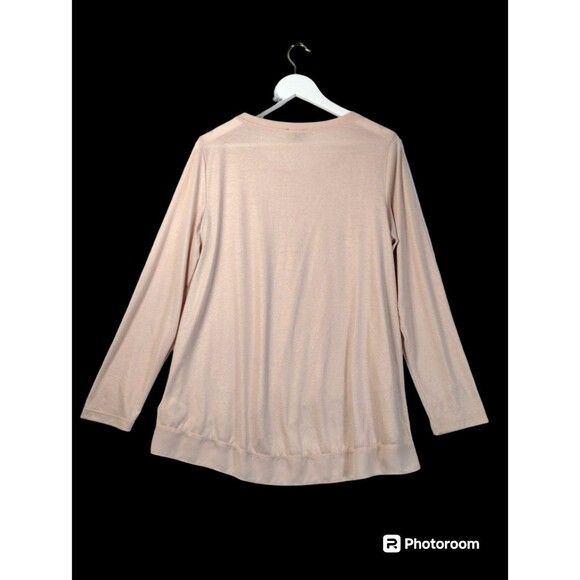 Jones Sweatshirt Women's L Long Sleeve Pink Lurex Chiffon Trim Hem Oversized - Picture 3 of 12